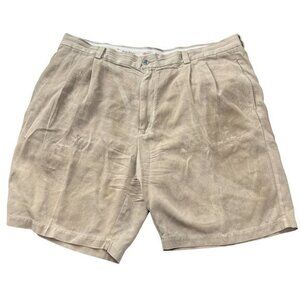 Tommy‎ Bahama Relax Mens 40 Silk Pleated Shorts Khaki Tan Island Life Casual |G1